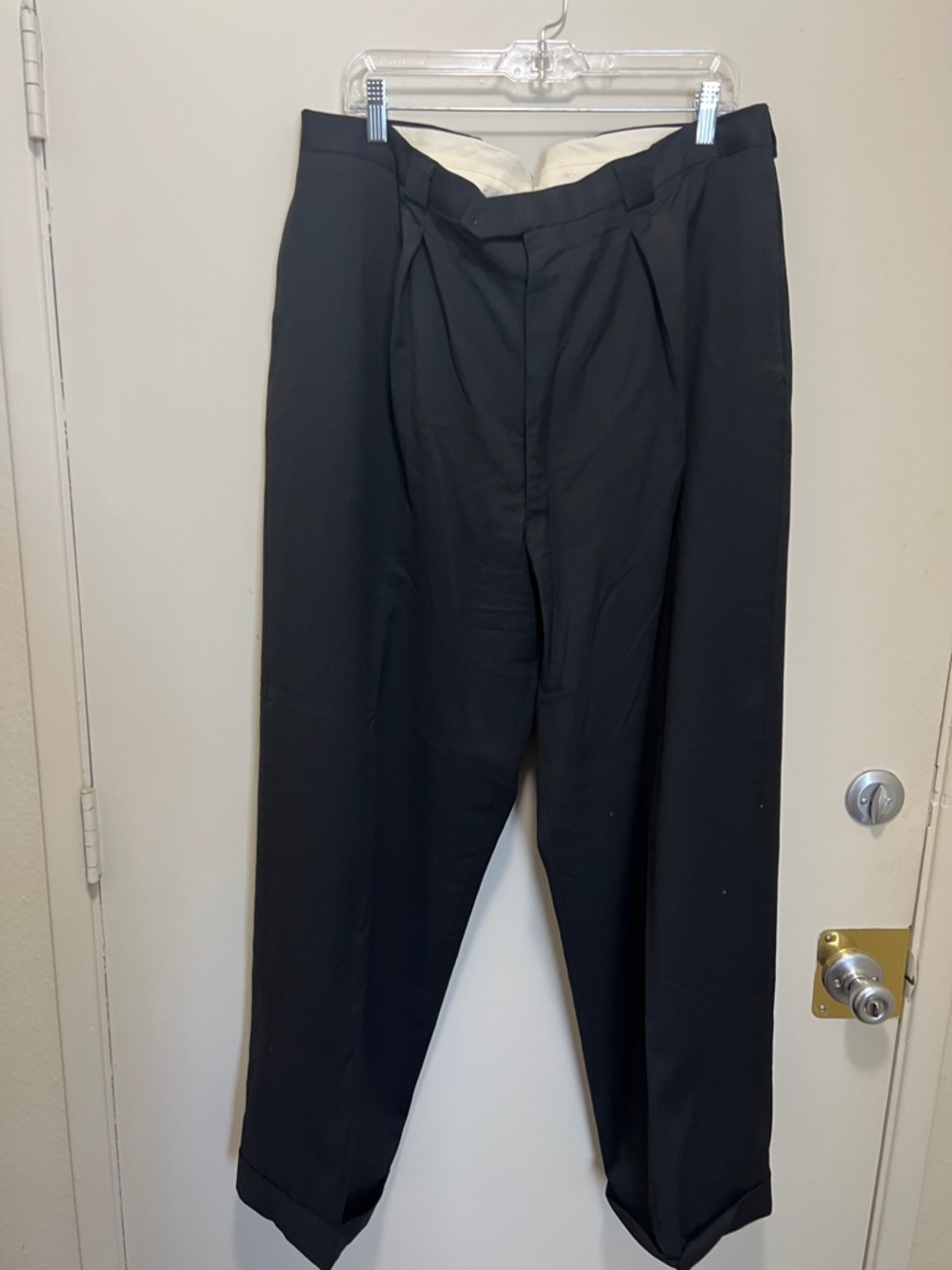 Giorgio Armani Men's Black Pleated Dress Trousers